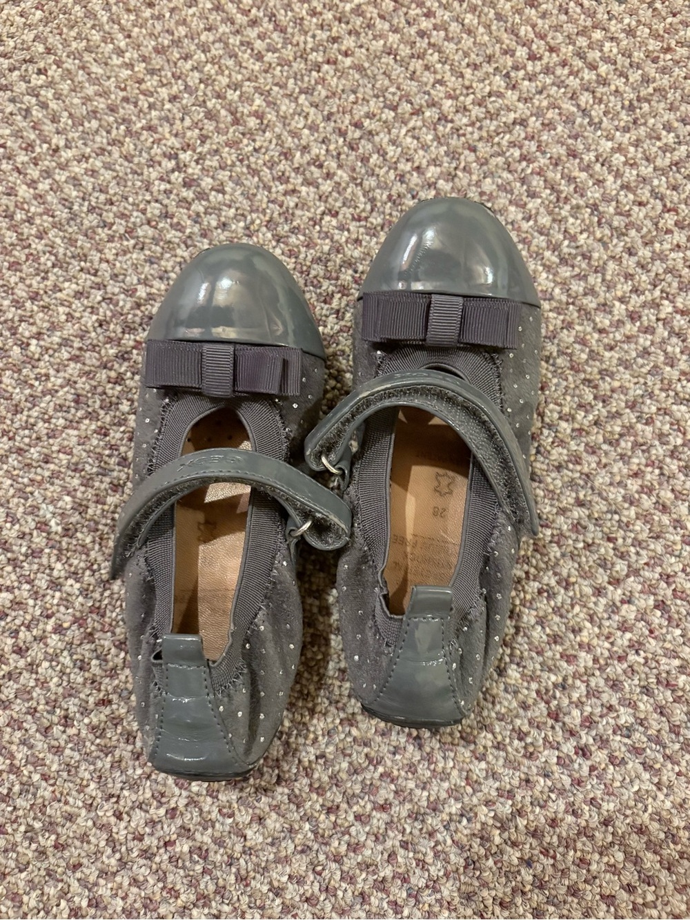 Geox Girls' Gray Bow Mary Jane Dress Shoes